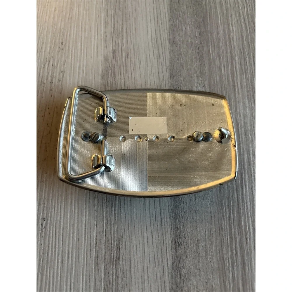 Vintage Northern‎ Pacific Railway StainlessBelt Buckle - with enamel inlay logo
